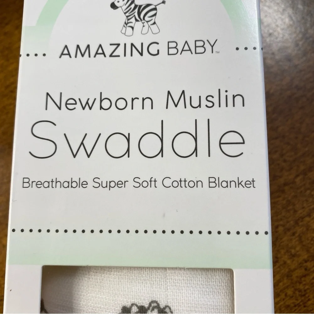 AMAZING BABY Zebra Print White Muslin Newborn Swaddle Cotton Blanket
